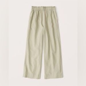 Abercrombie & Fitch Linen-Blend Cropped Wide Leg Pants, sage green, size S